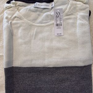New York & Company Women's Three-Tone Sweater XL Color Block